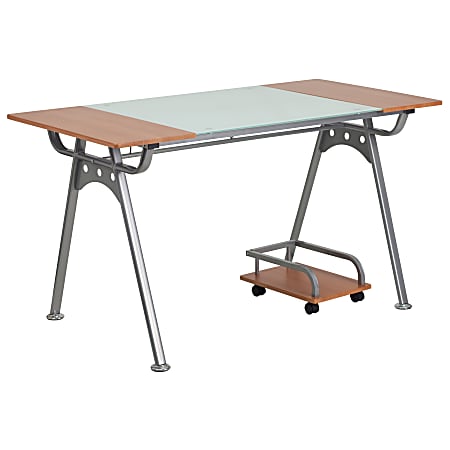 Flash Furniture Computer Desk With Laminate And Glass Top, Cherry/Frost