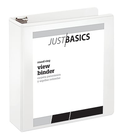 Just Basics® Basic View 3-Ring Binder, 3" Round Rings, White