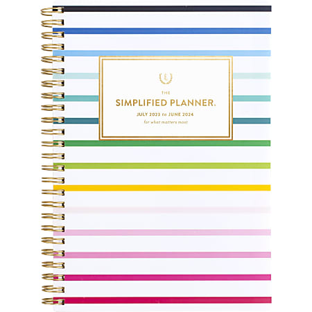 2023-2024 Simplified by Emily Ley for AT-A-GLANCE® Academic Weekly/Monthly Planner, 5-1/2" x 8-1/2", Happy Stripe, July 2023 To June 2024, EL10-200A