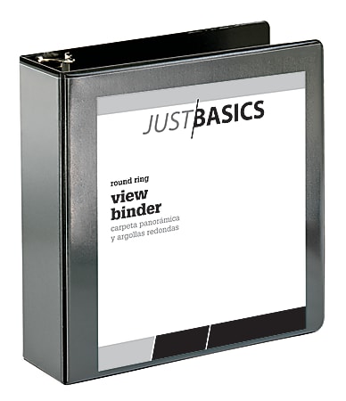 Just Basics® Basic View 3-Ring Binder, 3" Round Rings, Black