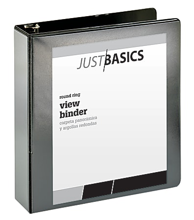 Just Basics® Basic View 3-Ring Binder, 2" Round Rings, Black