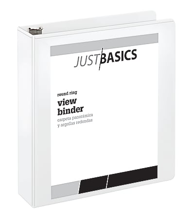 Just Basics® Basic View 3-Ring Binder, 2" Round Rings, White