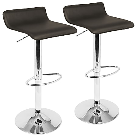 LumiSource Ale Bar Stools, Chrome/Brown, Set Of 2 Stools