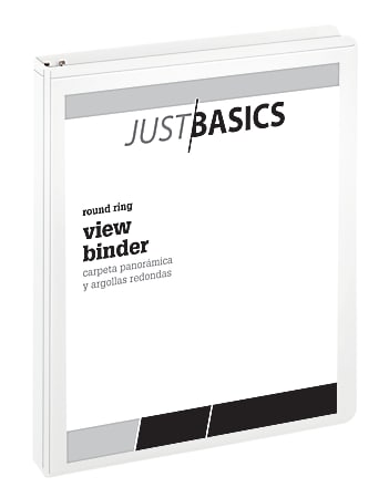 Just Basics® Basic View 3-Ring Binder, 1" Round Rings, 41% Recycled, White