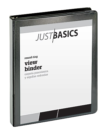 Just Basics® Basic View 3-Ring Binder, 1" Round Rings, Black