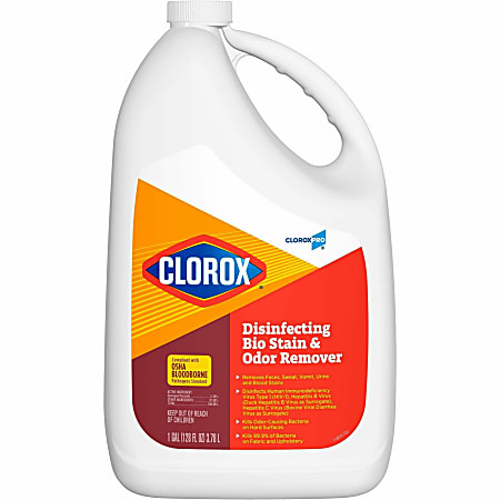 CloroxPro Disinfecting Bio Stain & Odor Remover Refill - 128 fl oz (4 quart) - 4 / Carton - Bleach-free, Deodorize - Translucent