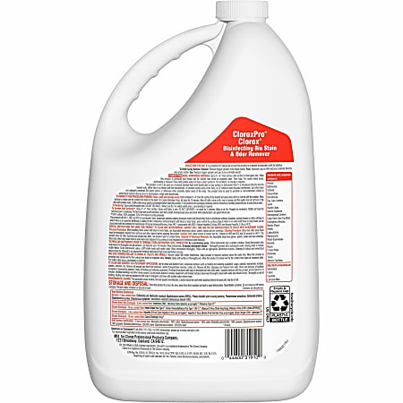 CloroxPro Disinfecting Bio Stain & Odor Remover Refill - 128 fl oz (4 quart) - 4 / Carton - Bleach-free, Deodorize - Translucent