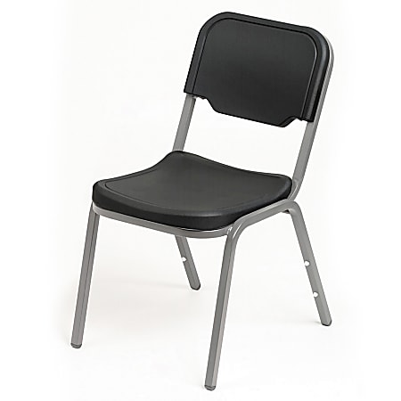 Iceberg Rough 'n' Ready Stack Chairs, 32 1/4"H x 17 1/2"W x 22 3/4"D, Black Fabric, Set Of 4