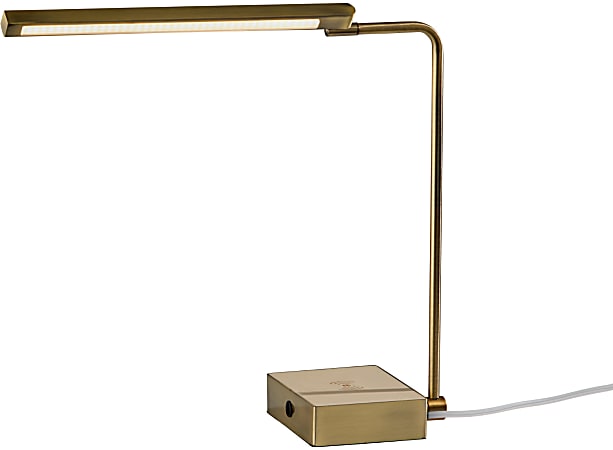 Adesso® Sawyer AdessoCharge LED Adjustable Desk Lamp, 24-1/2"H, Antique Brass