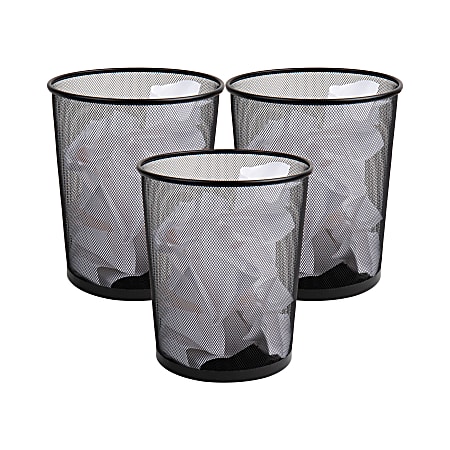 Mind Reader Network Collection Waste Paper Basket Set of 3 Black