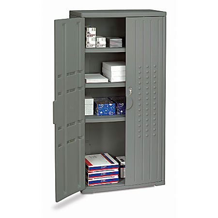 Iceberg OfficeWorks™ 66" High Storage Cabinet, 66"H x 33"W x 18"D, Charcoal Gray