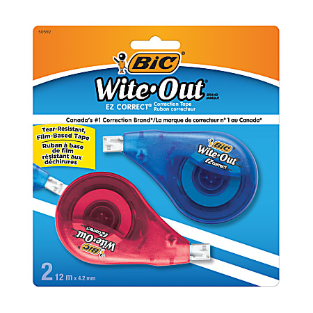 BIC Wite-Out Brand EZ Correct Correction Tape, 472", White, Pack Of 2
