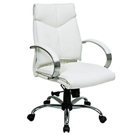Office Star™ Pro-Line II™ Deluxe Bonded Leather Mid-Back Chair, White