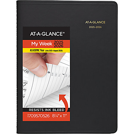 AT-A-GLANCE® Academic 2025-2026 Weekly Appointment Book Planner, Black, Large, 8 1/4" x 11"