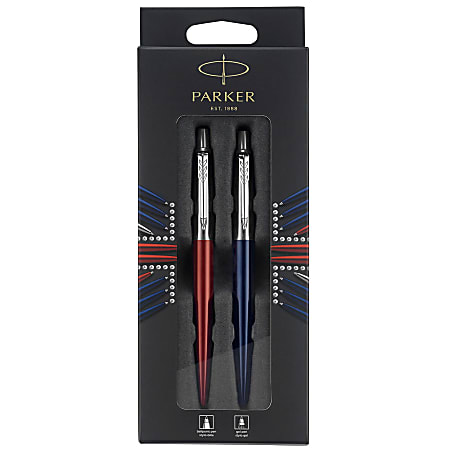 Parker® Jotter London Duo Pen Set, 1.0mm, Red/Blue Barrel,  Blue/Black Ink, Pack of 2 Pens