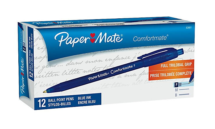 Paper Mate Ballpoint Stick Pens Fine Point 0.8 mm Black Barrel Black Ink  Pack Of 12 - Office Depot