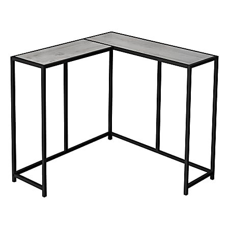 Monarch Specialties Jan L-Shaped Metal Console Table, 32”H x 36”W x 36”D, Black/Gray