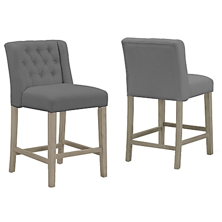 Glamour Home Aled Counter-Height Stools, Gray/Antique Wood, Set Of 2 Chairs
