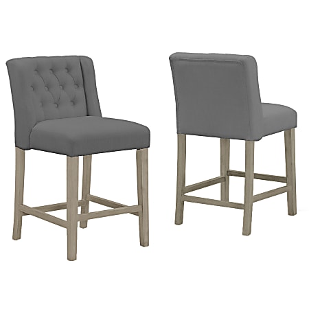 Glamour Home Aled Counter-Height Stools, Gray/Antique Wood, Set