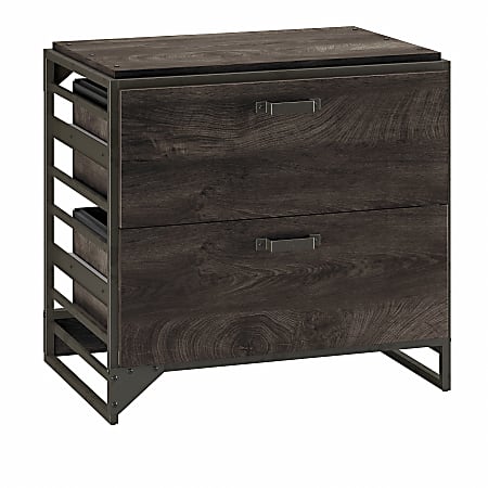 Bush Furniture Refinery 2-Drawer Lateral File Cabinet, Dark Gray Hickory, Standard Delivery