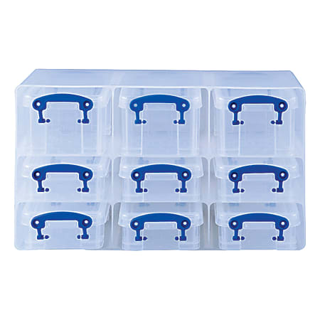 Really Useful Box® Plastic Storage Boxes, 0.2/0.3 Liters, Multicolor, Case Of 9