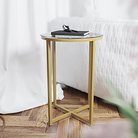 Flash Furniture Round Glass End Table, 23-1/2"H 16"W