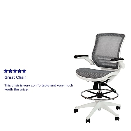 Flash Furniture Mid Back Transparent Mesh Drafting Chair With Flip Up ...