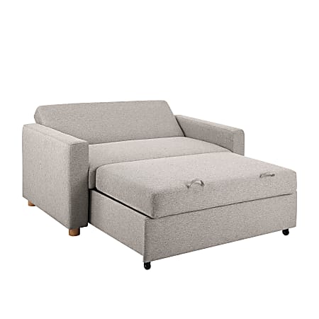 Lifestyle Solutions Serta Campbell Convertible Sofa 35 12 H x 66 18 W x 37 D Light GrayNatural Office Depot