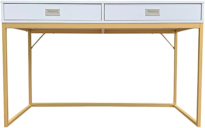 Ace Alma 20"W Student Desk, Grayish Blue/Gold