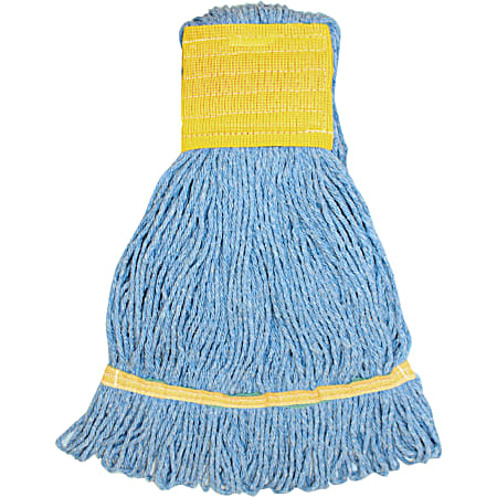 Genuine Joe Synthetic Blend Small Mophead - Small - Rayon, Cotton, Cotton, Fiber - Blue - 1Each