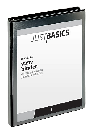 Just Basics® Basic View 3-Ring Binder, 1/2" Round Rings, 41% Recycled, Black