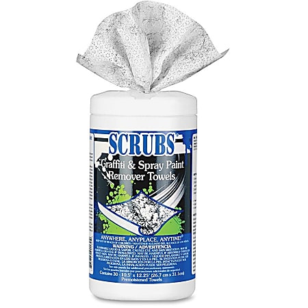 SCRUBS Graffiti/Spray Paint Remover Towels - Towel - 30 / Tub - 6 / Carton - White