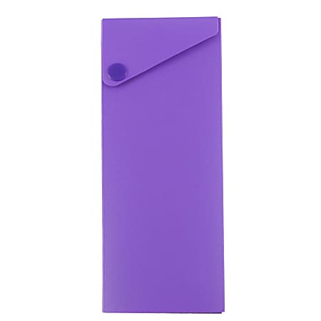 JAM Paper® Plastic Slide Pencil Case, 7 3/4"H x 2 3/4"W x 1 1/8"D, Purple