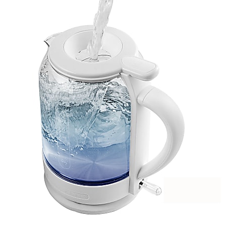 Ovente 1.5 Liter Electric Hot Water Glass Kettle, White