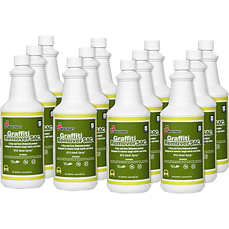 SKILCRAFT® Graffiti Remover, 32 Oz Bottle, Box Of 12 (AbilityOne 7930-01-555-3382)