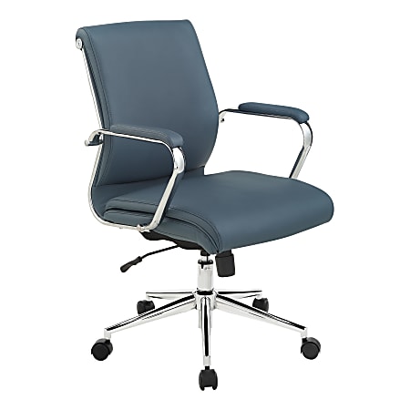 Office Star™ Dillon Ergonomic Fabric Mid-Back Manager’s Chair, Blue/Chrome