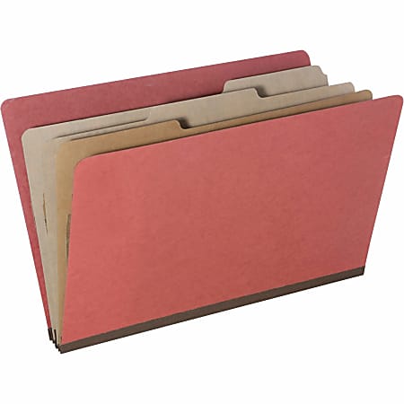SKILCRAFT® Pressboard Classification Folders, Legal Size, 8-Section, 30% Recycled, Earth Red, Pack of 10 (AbilityOne 7530-01-572-6205)