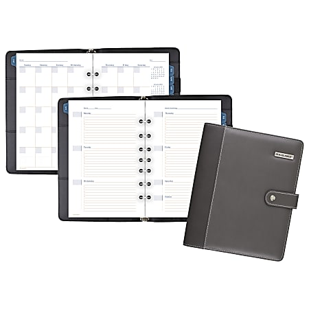 AT-A-GLANCE® Faux Leather Fashion Starter Set, Tread Spine, 5 1/2" x 8 1/2", Gray