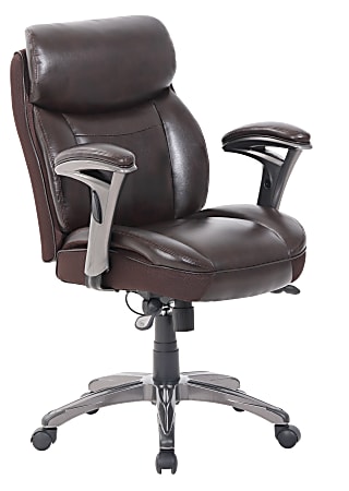 Serta® Smart Layers™ Siena Bonded Leather Mid-Back Manager's Chair, Brown