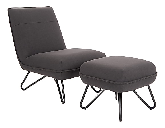 Ave Six Cortina Chair With Ottoman, Black/Gray