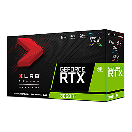 PNY GeForce™ RTX 3060 Ti 8GB XLR8 Gaming REVEL EPIC-X RGB PCI Express Dual Fan Graphics Card, VCG3060T8DFXPPB