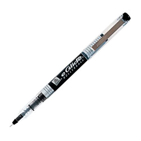 Avery® eGlide™ Liquid Ink Rollerball Pens, Medium Point, 0.7 mm, Black Barrel, Black Ink, Pack Of 12