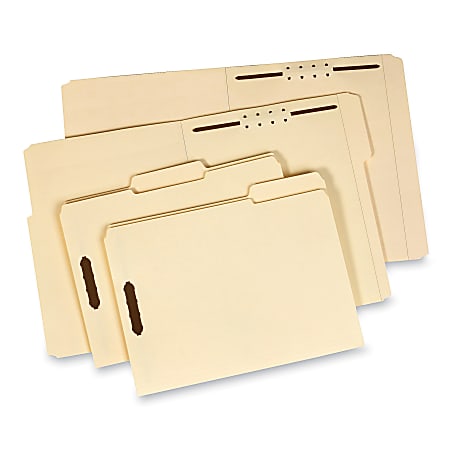 Globe-Weis® Manila 1/3-Cut Fastener Folder, Letter Size, 1 Fastener