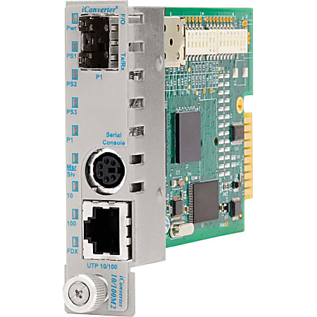 Omnitron Systems iConverter 8919N-0 Fast Ethernet Media Converter - 1 x RJ-45 - 10/100Base-TX, 100Base-FX - 1 x SFP - Internal