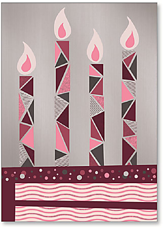 Viabella Birthday Greeting Card With Envelope, Four Candles, 5" x 7"