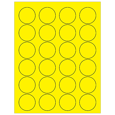 Tape Logic® Labels, LL193YE, Circle, 1 5/8", Fluorescent Yellow, Case Of 2,400