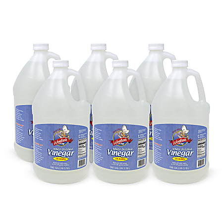 WOEBER'S White Distilled Vinegar Bottles, 1 Gallon, Pack Of 6 Bottles