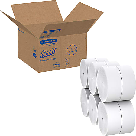 Scott Coreless High Capacity Jumbo Roll Toilet Paper 1 Ply 3.78 Width x ...