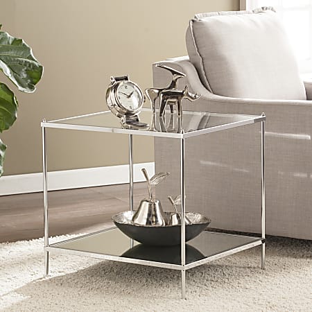 Southern Enterprises Knox Glam Mirrored End Table, Square, Chrome
