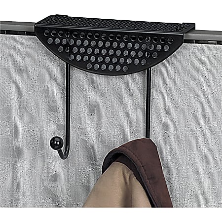 Fellowes® Perf-ect Partition Double Hook Coat Hooks, Black, Pack Of 6 Hooks